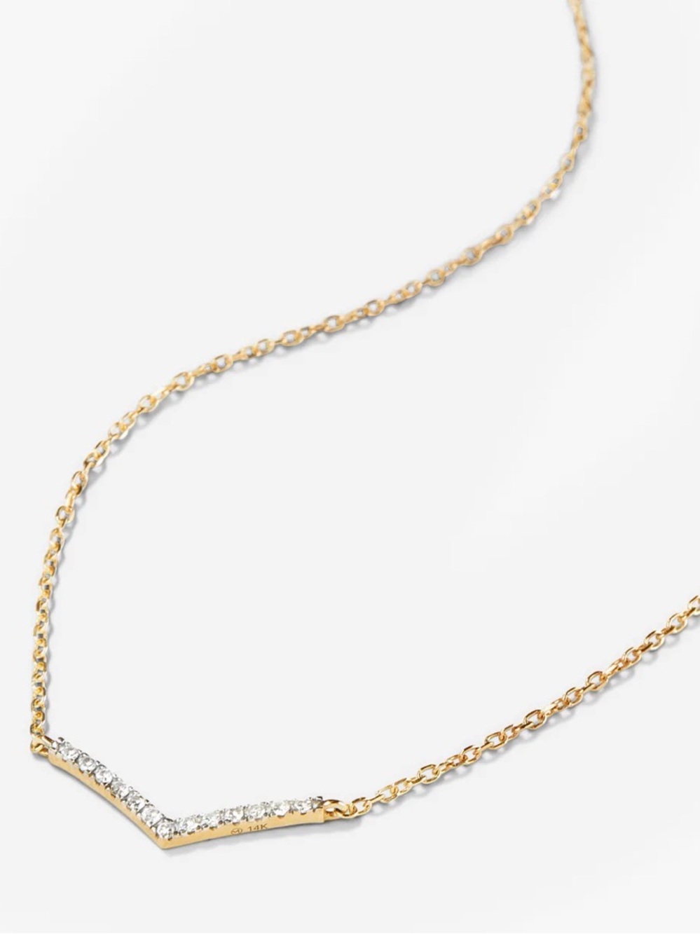 PAVÉ DIAMOND WISHBONE NECKLACE - Picture 2 of 5